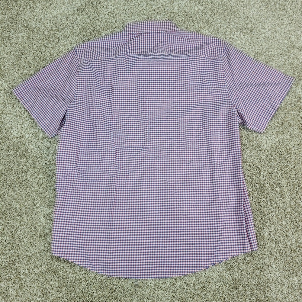 Untuckit Mens Medium Red White Blue Gingham Check Button Down Short Sleeve - Picture 3 of 5